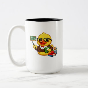 Rubber Eend Leraar Tweekleurige Koffiemok