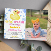 Rubber eend meisje 1e verjaardag uitnodiging