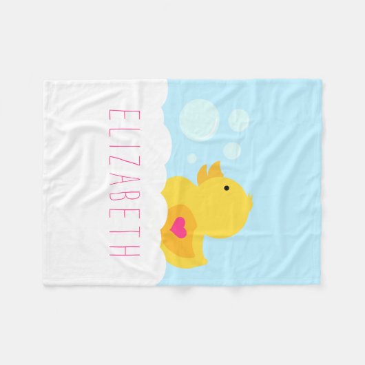 Rubber eend met roze hart fleece deken (Voorkant (Horizontaal))