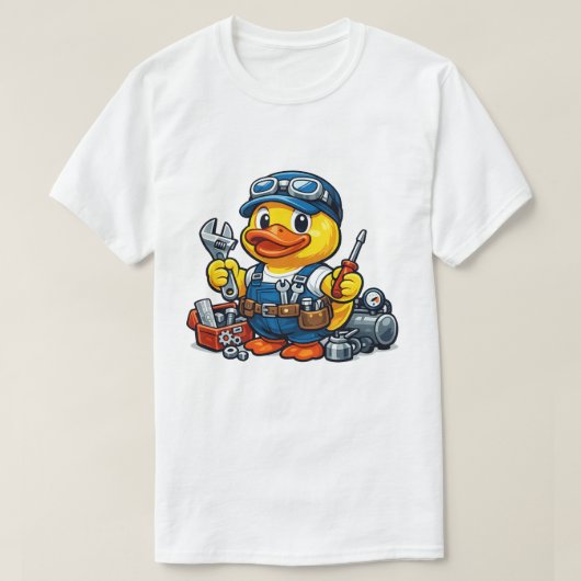 Rubber Eend Monteur T-shirt (Design voorkant)