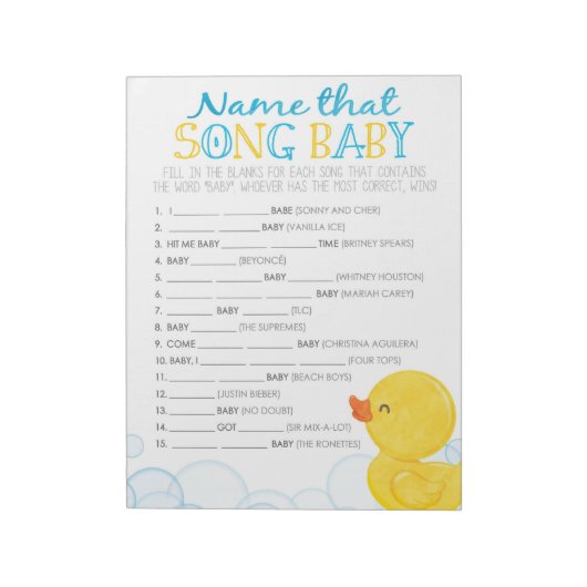 Rubber eend naam dat nummer Baby shower spel Notitieblok (Gedraaid)