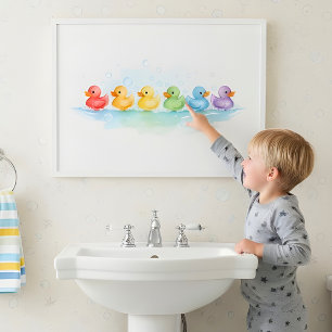 Rubber Eend Parade Kinderen Badkamer Muur Kunst Poster