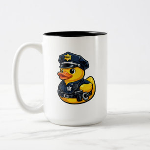 Rubber Eend Politieagent Tweekleurige Koffiemok