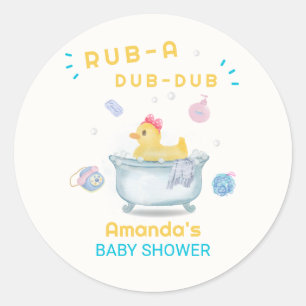 Rubber Eend Rub A Dub Dub Badkamer Babyfeest Ronde Sticker