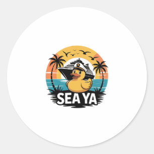 Rubber Eend Sea Ya Cruiseschip Vakantie Familie Ma Ronde Sticker