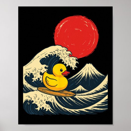 Rubber Eend Surfen Japans _3 Poster (Voorkant)