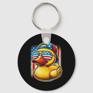 Rubber Eend T-shirt Usa Vlag Cadeau Grappige Ducki Sleutelhanger