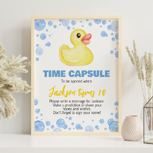 Rubber eend verjaardag tijd capsule teken poster
