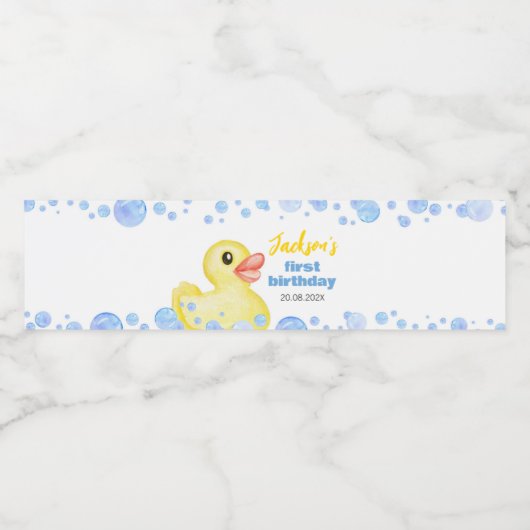 Rubber eend verjaardag water fles label waterfles etiket (Enkel label)