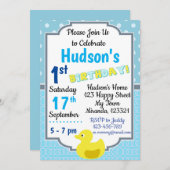 Rubber Eend Verjaardagsuitnodiging Kaart (Voorkant / Achterkant)