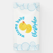 Rubber Eend Welkom Baby Naam Hangende Vinyl Banner (Verticaal)