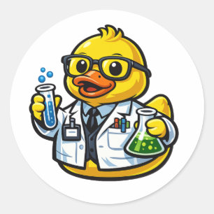 Rubber Eend Wetenschapper Ronde Sticker