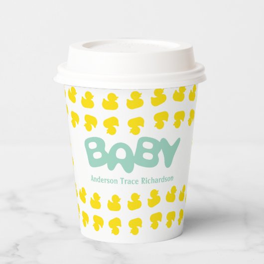 Rubber eenden met Baby naam papieren bekers (Links)