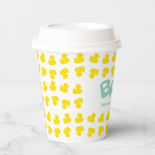 Rubber eenden met Baby naam papieren bekers (Voorkant)