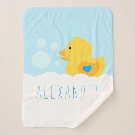 Rubber met blauw hart sherpa deken (Voorkant)