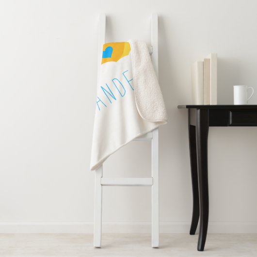 Rubber met blauw hart sherpa deken (In situ)