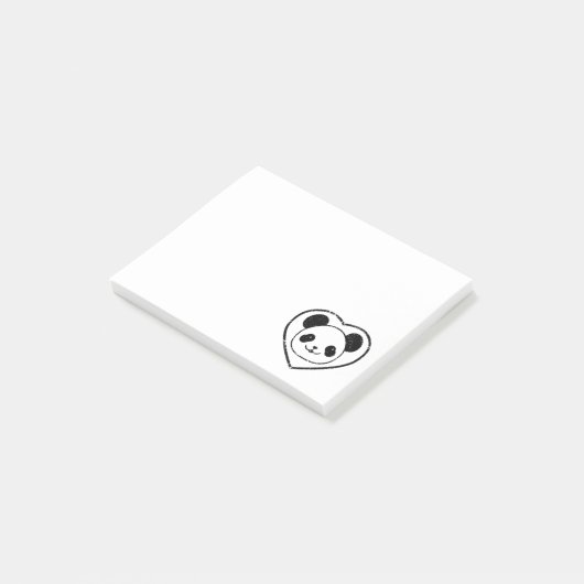 Rubber met panda-Beer en hartbriefjes Post-it® Notes (Schuin)