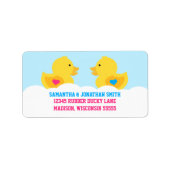 Rubber met roze roze of blauw geslacht met feestda etiket (Voorkant)