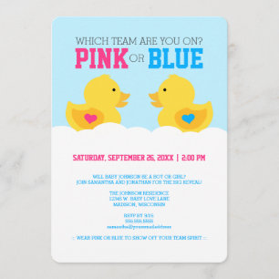 Rubber met roze roze of blauw geslacht met feestda kaart