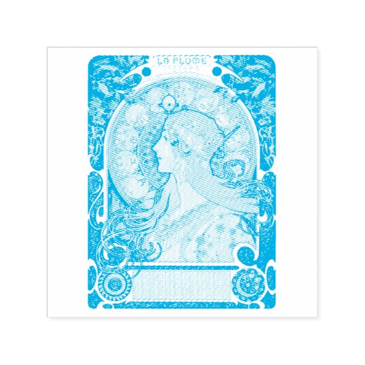 RUBBER STAMP : ALPHONS MARIA MUCHA : LA PLUME  ZELFINKTENDE STEMPEL (Design)