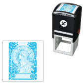 RUBBER STAMP : ALPHONS MARIA MUCHA : LA PLUME  ZELFINKTENDE STEMPEL (In situ)