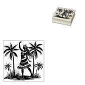 Rubber Stamp Hawaiian Dancer Palm Trees Rubberstempel (Gestempeld)