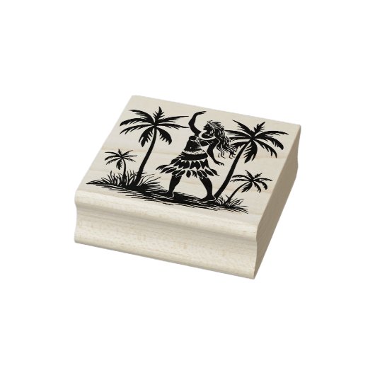 Rubber Stamp Hawaiian Dancer Palm Trees Rubberstempel (Stempel)