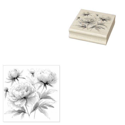 Rubber Stamp Peonies VAR01 Rubberstempel (Gestempeld)