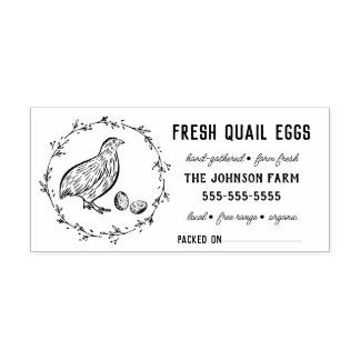 Rubber stempel met naam van Quail Family Farm voor