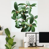 RUBBER TREE GEDROOGD IN RAINDROPS POSTER (Thuiskantoor)