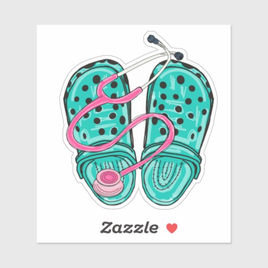 Rubber Verpleegklompen en Stethoscoop Waterdicht Sticker (Vel)