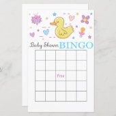 Rubbereend baby shower bingo (Voorkant / Achterkant)