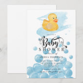 rubbereend | Blauw Baby shower Kaart (Voorkant / Achterkant)