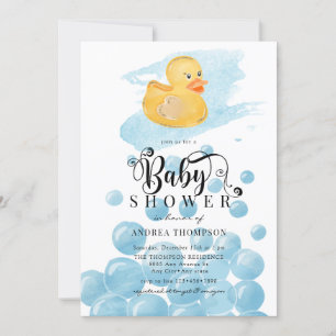 rubbereend   Blauw Baby shower Kaart
