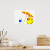 Rubbereend op het strand poster (Keuken)