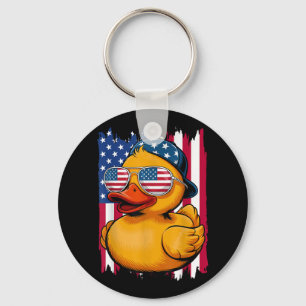 Rubberen Eend 4 juli Patriottische Vierde Juli F Sleutelhanger