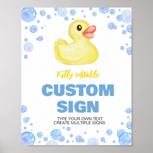 Rubberen eend verjaardagsfeesttafel teken poster (Voorkant)