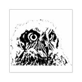 Rubberen stempel - geëtste uil (Afrduk)