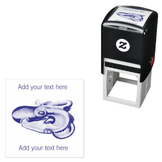 RUBBERSTEMP:  OCTOPUS +  TEKST  ZELFINKTENDE STEMPEL (In situ)