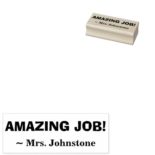 Rubberstempel "AMAZING JOB!" + Naam educator Rubberstempel (Gestempeld)
