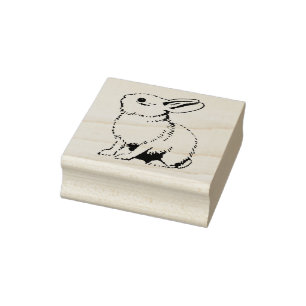Rubberzegel met  konijn 	rubberstempel
