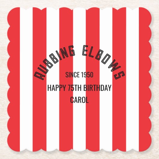 Rubbing Elbows Since 1950 - True Red Custom Design Kartonnen Onderzetters (Voorkant)