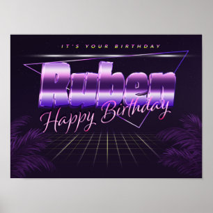 Ruben Nom Vorname lila retro Poster Geburtstag