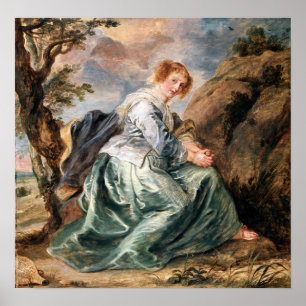 Rubens - Hagar in de woestijn Poster