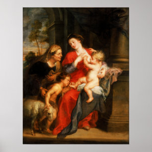 Rubens - Maagd & Kind met Sts Elizabeth & John Poster