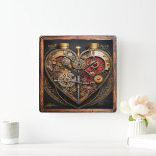 Rubies en Gears Heart Steampunk-serie Vierkante Klok