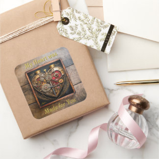 Rubies en Gears Heart Steampunk-serie Vierkante Sticker