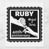 Rubijnen huwelijksjubileum hand in hand 40 jaar wijn etiket (Enkel label)