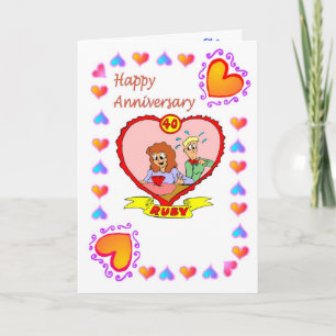 Rubis de carte quarantième d'anniversaire