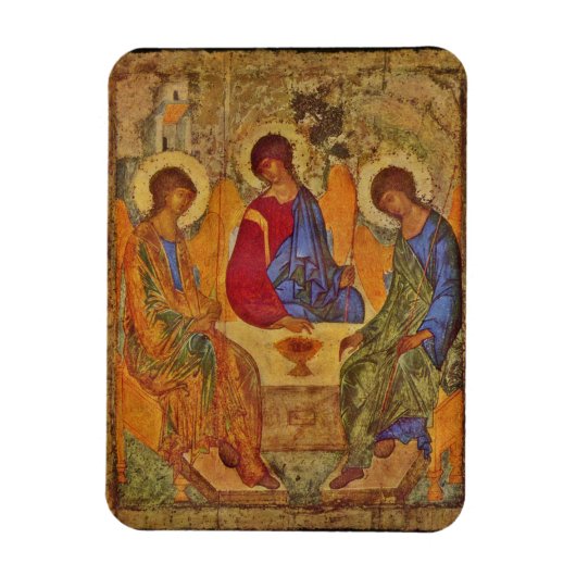 Rublev Trinity aan tafel Magneet (Verticaal)